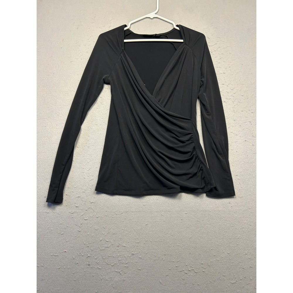Tahari Wrap Top Synthetic Black Medium Womens US M EU M